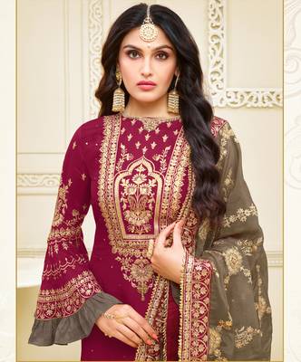 Designer Satin Georgette Semi-Stitched Salwar Suit 2