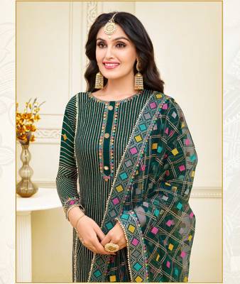 Designer Satin Georgette Semi-Stitched Salwar Suit 2