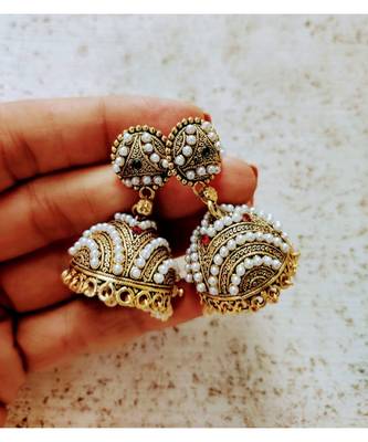 Gold Plated Beaded Jhumkas 1