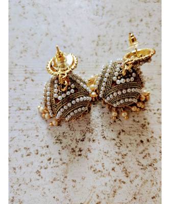 Gold Plated Beaded Jhumkas 2