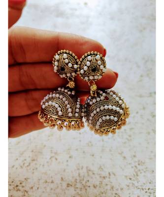 Gold Plated Beaded Jhumkas 3