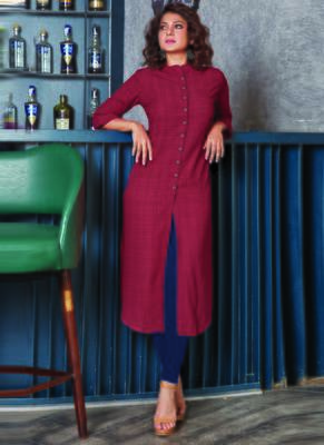 Brown Georgette Plain Long Kurtis 1