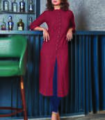 Brown Georgette Plain Long Kurtis