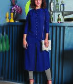Navy Blue Georgette Plain Long Kurtis