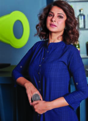 Navy Blue Georgette Plain Long Kurtis 2
