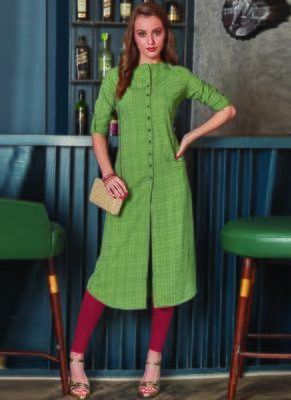 Olive Georgette Plain Long Kurtis 1