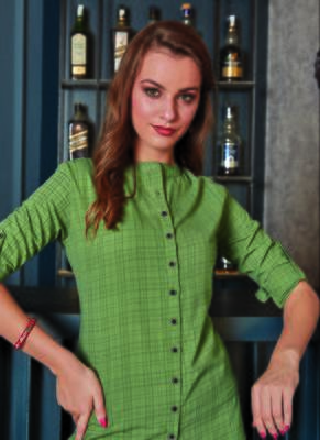 Olive Georgette Plain Long Kurtis 2