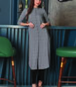 Grey Georgette Plain Long Kurtis
