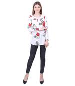 White Printed Viscose Rayon Long Top 