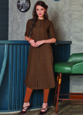 Dark Beige Georgette Plain Long Kurtis 1