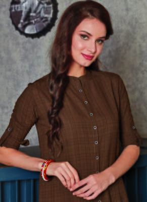Dark Beige Georgette Plain Long Kurtis 2