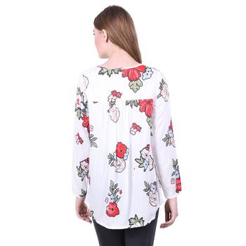 White Printed Viscose Rayon Long Top  4