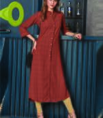 Light Brown Georgette Plain Long Kurtis