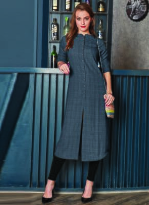 Grey Georgette Plain Long Kurtis 1