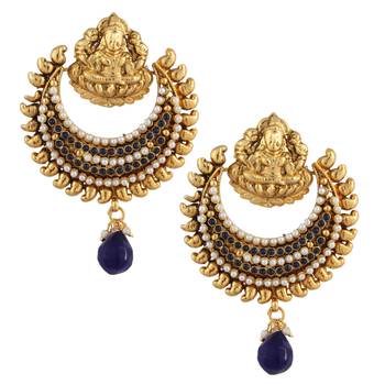 Ram leela inspired Goddess Lakshmi INDIA ADIVA pearl ethnic earring 1