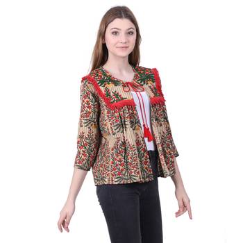 Multicolor Printed Blended Cotton Long Top  3