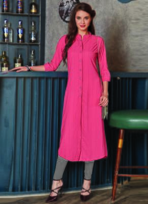 Baby Pink Georgette Plain Long Kurtis 1