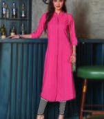 Baby Pink Georgette Plain Long Kurtis