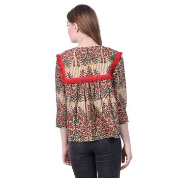 Multicolor Printed Blended Cotton Long Top  4