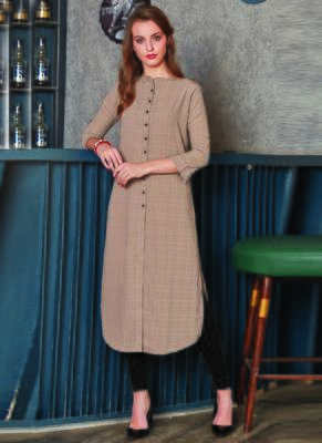 Beige Georgette Plain Long Kurtis 1