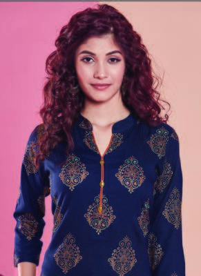 Navy Blue Rayon Printed Kurtas And Kurtis 2