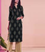 Black Rayon Printed Kurtas And Kurtis