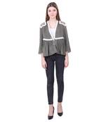 Brown Embroidered Viscose Rayon Long Top 