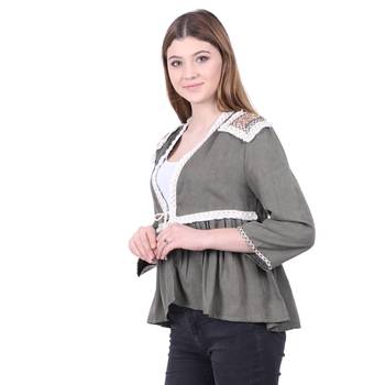 Brown Embroidered Viscose Rayon Long Top  2
