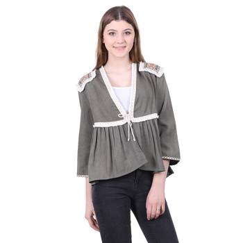 Brown Embroidered Viscose Rayon Long Top  3