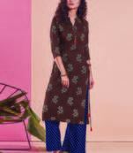 Brown Rayon Printed Kurtas And Kurtis