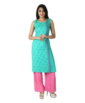 Green printed cotton kurti 1
