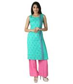 Green printed cotton kurti