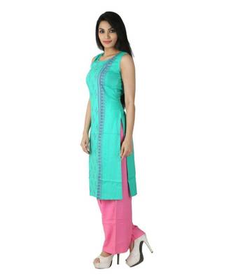 Green printed cotton kurti 2