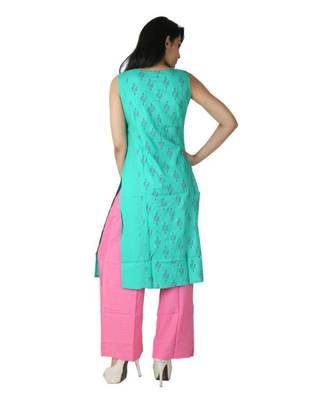 Green printed cotton kurti 3