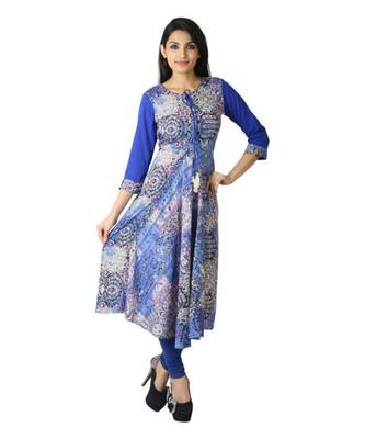 Blue printed crepe kurti 1
