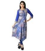 Blue printed crepe kurti