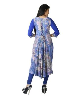 Blue printed crepe kurti 3