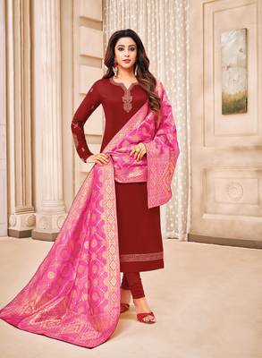 Designer Pure Cotton Jam Silk Semi-Stitched Salwar Suit 1