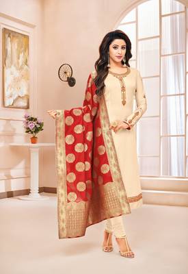 Designer Pure Cotton Jam Silk Semi-Stitched Salwar Suit 1