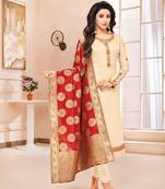 Designer Pure Cotton Jam Silk Semi-Stitched Salwar Suit