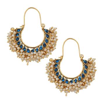 Chandni pearl hoop traditional Indian golden finish earrings saea0879bl 1
