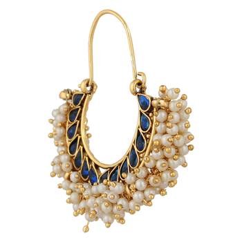 Chandni pearl hoop traditional Indian golden finish earrings saea0879bl 2