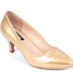 SHERRIF SHOES Women's Golden Kitten Heel Pumps 