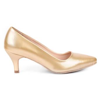 SHERRIF SHOES Women's Golden Kitten Heel Pumps  2