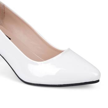 SHERRIF SHOES Women's White Kitten Heel Pumps  5