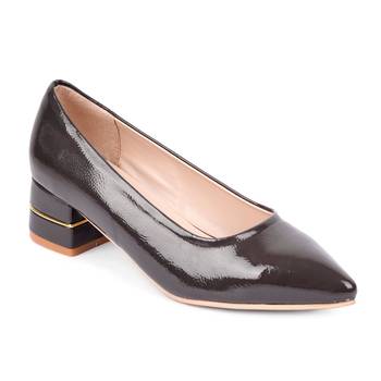 SHERRIF SHOES Women's Grey Block Heel Pumps  1