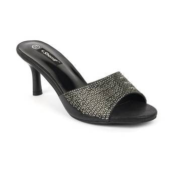 SHERRIF SHOES Women's Black Kitten Heel Mules  1