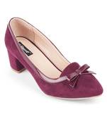 SHERRIF SHOES Women's Maroon Block Heel Pumps 
