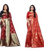 Multicolor woven banarasi silk saree with blouse