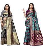 Multicolor woven banarasi silk saree with blouse